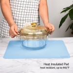 Ewen Silicone Placemats for Kitchen, Extra Large Thick Dining Table Placemat, Heat Resistant Non-Slip Washable Durable Meal Mats, Blue